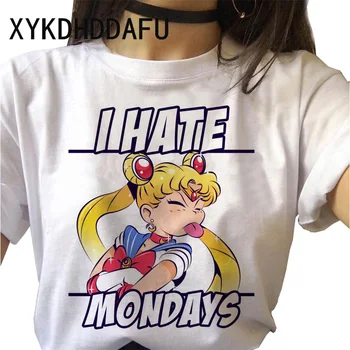 Sailor Moon Marškinėliai 2020 M. Moteris Kawaii Harajuku Vasaros Marškinėlius Juokinga Ulzzang Viršuje Tee Animacinių filmų Drabužių Estetinės T-shirt Moteris