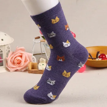 Rudenį Naujų kojinių Gyvūnų animaciją kačių gražių moterų medvilninių kojinių 5 spalvų meias sokken Trikotažo Ponios mielos Moterys