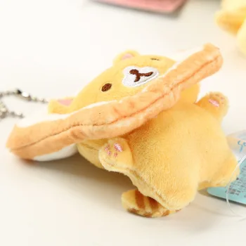 Japonijos populiarus duona katė taurę katė pliušinis lėlės Mažas pakabukas lėlės maža geltona katė maiše kabantys papuošalai WJ01 8997