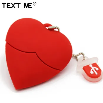 TEKSTAS MAN animacinių filmų Raudona širdies modelis, usb2.0 4GB 8GB 16GB 32GB 64GB pen drive USB 