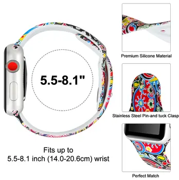Silikono Dirželis Apple Žiūrėti SE 6 5 4 juostos 44mm 40mmSport spausdinti žiūrėti band Apyrankę iwatch 