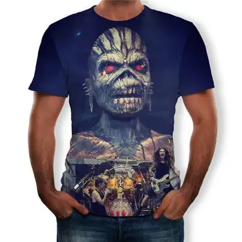 Naujas 3D T-shirt Sunkiųjų Metalų Kaukolė Punk roko Festivalis, t-marškinėliai, vyriški spausdinti laisvalaikio T-shirt o-kaklo hip-hop trumpas rankovės didelis