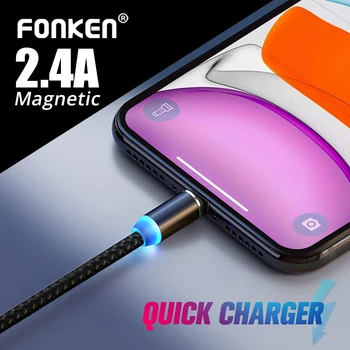 FONKEN Micro USB Magnetinis Įkroviklis, USB Kabelis C Tipo Greito Įkrovimo Kabelis XIaomi 