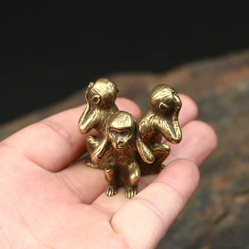 Derliaus Kieto Vario Trys Beždžionės Arbatos Pet Bronzos Skulptūra Namų Dekoro Priedai Bronzos Beždžionė Figūrėlės Miniatiūrų Stalo Dekoras
