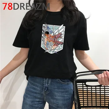 Karšto Japonų Anime Ataka Titan Marškinėliai Moterims Vasaros Top Harajuku T-shirt Funny Cartoon Grafika Tees Estetinės Marškinėlius Moteris 9782