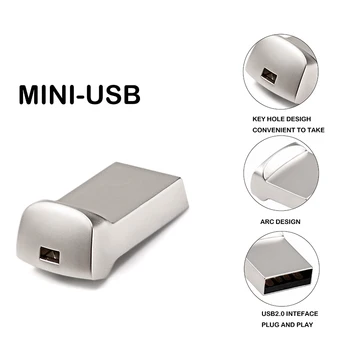 JASTER Ultra Mini Metal Black USB 2.0 Flash Drive, 4G, 8G 16GB 32GB 64GB Užsakymą Išorės Saugojimo Atminties kortelė Dovanų Logotipą