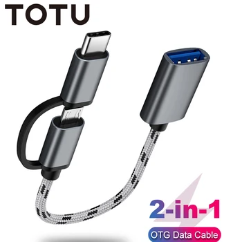 TOTU 2 in 1 OTG Adapterio Kabelį Nailono Nerijos USB 3.0 