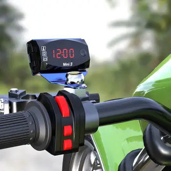 Universalus Motociklas Elektroninis Laikrodis Termometras Voltmeter Trijų-In-One IP67 atsparus Vandeniui atsparus Dulkėms LED Watch Skaitmeninis Ekranas 07