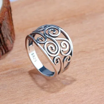 Senovinių Moterų Gėlių Tuščiaviduriai Piršto Žiedą Unikalų Stilių Šalis, Vestuviniai Žiedai, Moterų Tautinių Sidabro Spalvos Patinka Vestuvinis Žiedas