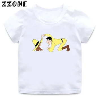 2020 Naujas Vasaros Kūdikių Berniukų marškinėliai Curious George Animacinių filmų Spausdinimo Vaikų Marškinėliai Juokingas Beždžionė Vaikų Mergaičių Viršūnes Drabužiai