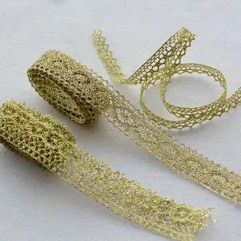 Naujausi aukštos kokybės aukso nėrinių audinio aplikacijos, nėrinių drabužių guipure nėrinių nėrinių siuvimo reikmenys dentelle koronka L-19