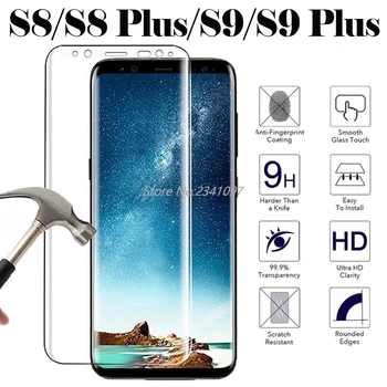 Samsung Galaxy S8 Apsauginė Ekrano Stiklo S9 S 8 9 Plus 3D Raštas Ant Kameros S8Plus S9Plus 8S 9S Tremp Akinius Grūdintas Stiklas
