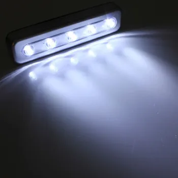 1PCS Belaidžio 5 LED Nakties Šviesos Pagal Kabinetas Drabužių Spinta, Virtuvės Stumti Palieskite Bakstelėkite Naktį Šviesos Lempos Klijuoti Ant Baterijos