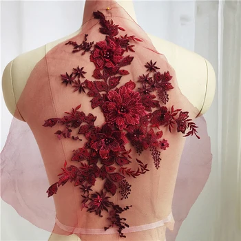 1Pcs 3D Gėlės Zawalcowany Perlas Siuvinėjimas Pataisa (Vestuvės/vakarinę Suknelę Drabužiai Siūti Ant Dėmės 