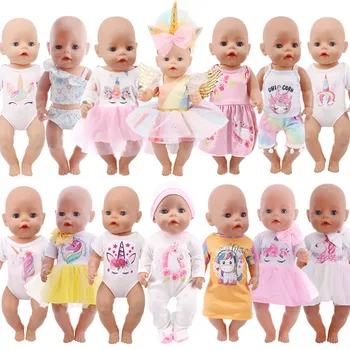 Lėlė Baby Vienaragis Drabužius Pižama Maudymosi Suknelė Tinka 18 Colių Amerikos&43 CM Atgimsta Naujas Gimęs Kūdikis Lėlės OG Mergina Lėlės Rusija Mergaitė
