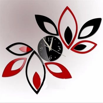 2019 naujas laikrodis ant sienos, namų dekoro spalvotų leaveAcrylic karšto pardavimo s veidrodinį dizainas,3d žiūrėti kambarį,unikalios dovanos