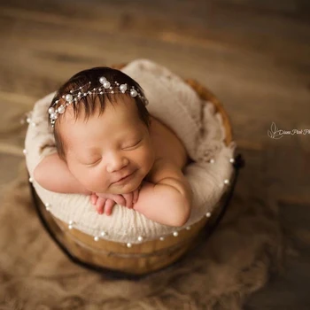 Naujas Baby Nuotrauka Rekvizitai Plaukų Aksesuarai Mergina Naujagimių Fotografijos Gėlių bakų tvirtinimo Perlų Eilutę Lankelis Kūdikių galvos Apdangalai 