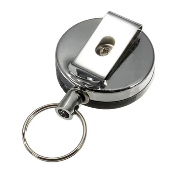 Nešiojamų Lauko EDC Įrankis Saugos Key Chain Ištraukiama Metalo Kortelės Ženklelis Turėtojas Plieno Recoils Žiedas ant Diržo Traukti Key Chain