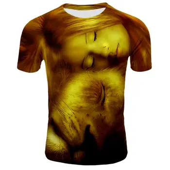 3D spausdinimo gyvūnų T-shirt O-kaklo trumpomis rankovėmis animacinių filmų 3D spausdinimo vyriški marškinėliai atsitiktinis paplūdimio 3D gyvūnų spausdinti marškinėliai