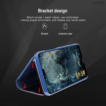 Dėl Xiomi Redmi 7 7A 8 8A Fundas atsparus smūgiams Atveju Luxury Smart Veidrodis, Flip Aksesuaras Padengti Xiaomi Redmi Pastaba 7 8 Pro 