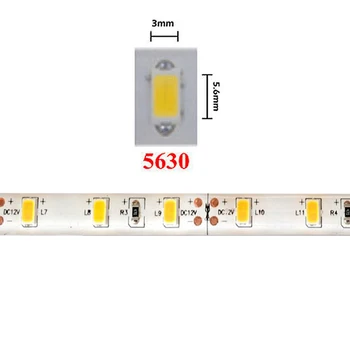 LED šviesos juostelės DC12V 5630 5m/roll 300led 5730 lanksti juosta šviesos Ne-vandeniui /atsparus Vandeniui, patalpų, namų apdailos šviesos