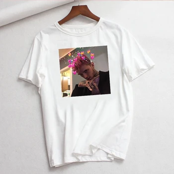 Reperis Lil Peep Atsitiktinis Hip-Hop trumpomis Rankovėmis Moteriška Prarasti Harajuku Tees Goth Derliaus Laišką Animacinių filmų T-shirt Vasarą Moteris Marškinėliai
