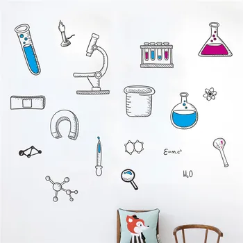 Mikroskopas Mokslo Mokslininkas Chemija Mokykloje laboratorija bendrabutyje Siena Lipdukas namų dekoro, vaikų kambario, miegamojo kambarį