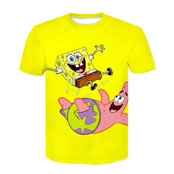 Naujas Įdomus Geltona Bob T-shirt Berniukas Mergaitė Vaikas Sponge 3D Atspausdintas Vaikiški marškinėliai Sporto Trumpas Rankovės Anime ir Animacinių filmų Unisex Trumpas Rankovės Viršų