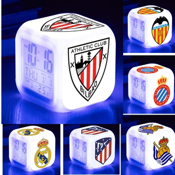 La Liga Futbolas/futbolo LED Laikrodis-Žadintuvas Ispanijos Futbolo Komanda Laikrodžiai reloj despertador Skaitmeninis Žiūrėti 7 spalvų 