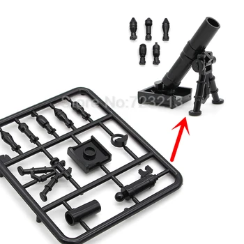 6pcs/set Karinės Serijos 2.8 cm AK Ginklų, Patrankos Plytų Dalys Armija Policijos SWAT Block Gun Statybinių Blokų Modelių Žaislai