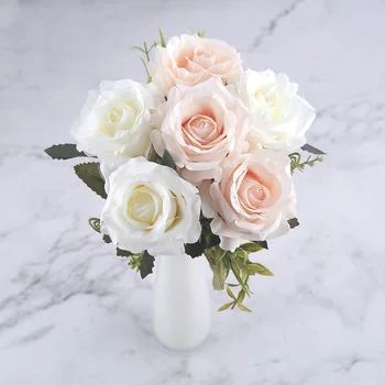 6 Vadovai Balta Rožė Dirbtinės Gėlės Šilko Aukštos Kokybės Vestuvių Dekoravimo, Žiemos Netikrą Didelės Gėlės Raudonos, Namų Dekoro Rudenį