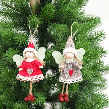 Kalėdų Pliušinis Angelas Mergaitė, Berniukas Lėlės Kalėdų Eglutės Ornamentu Gimdymo Noel Deco Kalėdų Dekoracijas Namuose Naujųjų Metų 2021 Vaikų Dovanų