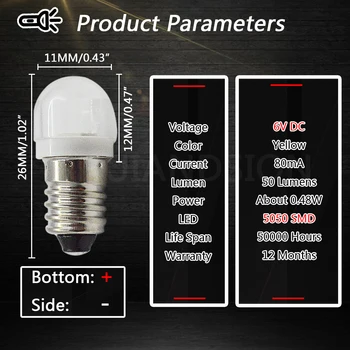 2vnt Umbra E10 LED Lemputė 3V 6 V 12V 1SMD Lempos 5050 Šiltai Balta aklė Indikatorius LED Šviesos Šaltinis, Priedai 4300K 6000K