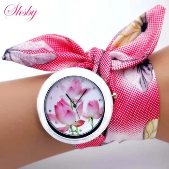 Shsby naujas unikalus Ponios gėlių medžiaga laikrodis mados moterų suknelė, žiūrėti aukštos kokybės audinio žiūrėti saldus mergaičių Apyrankę žiūrėti