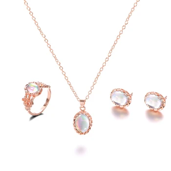 Mados Vasaros perlas tendencija papuošalų derinys 1 rinkinys mados karoliai, žiedas, auskarai įrašą papuošalų rinkinys dovanų pardavimas