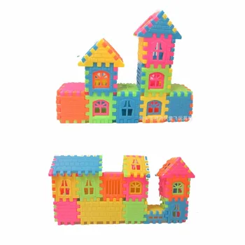 44pcs / daug puzzle įdomus trimatis surinkti namų statyba žaislai gali būti atidarytas langas pastato žaislai