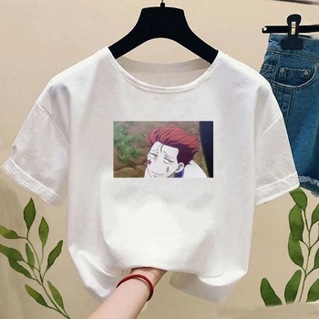 Moterys Anime Sisso Hisoka T-shirt Mergina Atsitiktinis Animacinių filmų marškinėliai Moteriška Camiseta Mujer Vasaros White Tee Marškinėliai,Lašas Laivas
