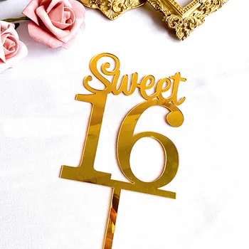 Naujas Aukso Akrilo Sweet16 20 30 40 Specialusis Amžiaus Gimtadienio Apdailos Prekių Laimingas Gimtadienio Tortas Topper