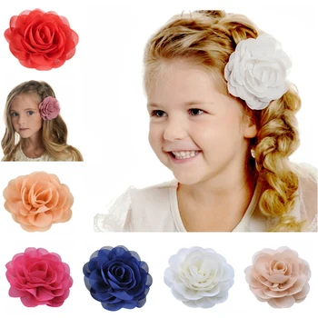 20 Spalvų Mergaičių Šifono Gėlių Plaukų Clips Princesė Rožė Galvos Apdangalai Boutique Vaikų Plaukų Segtukai Barrettes Vaikams Plaukų Acccessories