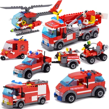 New City ugniagesių Sunkvežimis Automobilių Transporto Policijos Pastato blokas Žaislai Surinkti 