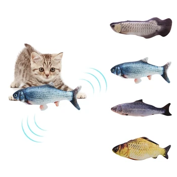 Juda Žuvų Elektros Žaislas Katė USB Įkroviklis Interaktyvi Katė Kramtyti Bite Žaislai, Katžolių Prekių Kačiukas Žuvų Šnipštas Katė Pinti Žaislas