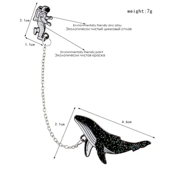 Astronautas ir banginiai Animacinių filmų sagės Smeigtukai Žuvų Atvartas smeigtukai Emblemos Moterų mados juvelyrikos Smeigtukai didmeninė Dovana jai