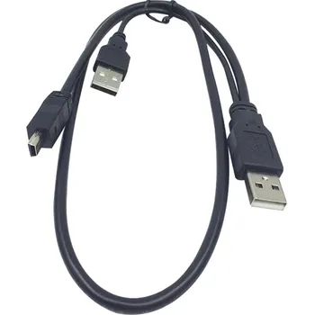 2 in 1 USB 2.0 Double Tipo 2A Vyras į Mini 5 Pin Male Y Laidas 2.5