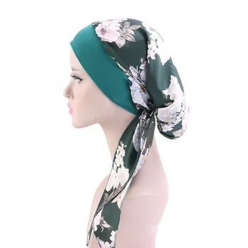 2020 NAUJŲ Moterų, musulmonų mados hijab vėžio chemo gėlių spausdinti skrybėlę turbaną galvos dangtelis, plaukų slinkimas šalikas wrap iš anksto susieta bandana