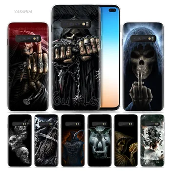 Grim Reaper Kaukolės Skeletas Atveju, Samsung Galaxy S10 S20 Ultra 5G S10e S8 S9 Plus S7 Pastaba 8 9 10 Lite Silikono Telefono Dangtelį Maišeliu