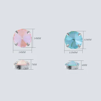 Naujas Apvalios formos Mocha fluorescencijos Stiklo Kristalų siuvimo skiedra tuščiaviduriai bazės letena nustatymas flatback cirkonio drabužiai