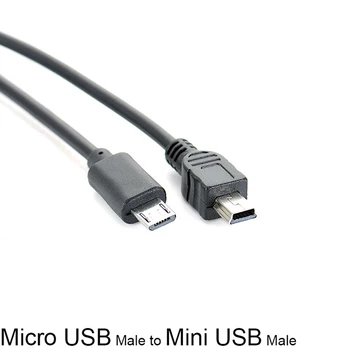 1pc 25cm Micro Male USB Į Mini USB Male Duomenų Adapteris Keitiklis, Laidas Laidas Duomenų Kabelis
