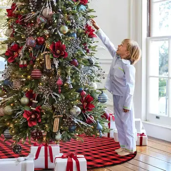 Kalėdų Eglutė Sijonas Kalėdų Medis Padengti 90cm Raudona ir Juoda Buffalo Pledas Kalėdų Medžio Mat Kalėdų Dekoracijas 2020 m.