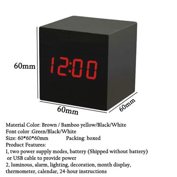Aikštėje Medinis Skaitmeninis LED Laikrodis-Žadintuvas Medienos Retro Glow Laikrodis, Darbalaukio Stalo Dekoro Balso Kontrolės Atidėjimo Funkcija Įrankiai
