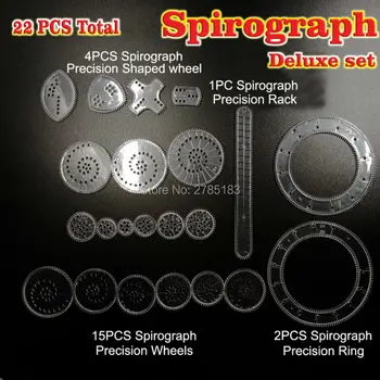 Spirograph Brėžinys, Dizainas, Alavo žaislų rinkinys 22PCS Spiralės Dizaino Blokavimo Įrankių & Ratų Kūrybinės Piešimo Švietimo žaislas vaikams